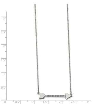 Chisel Stainless Steel Polished with CZ Arrow on a 17.5 inch Cable Chain Necklace — alternate view