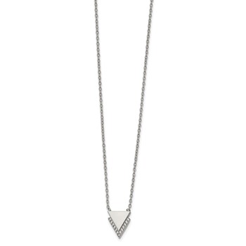 Chisel Stainless Steel Polished with CZ Double Triangles Pendant on a 16.5 inch Cable Chain Necklace — alternate view