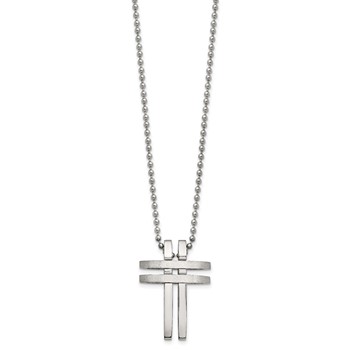 Stainless Steel Brushed and Polished 22in Cross Necklace — alternate view