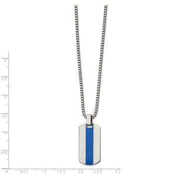 Stainless Steel Polished with Blue Enamel Dog Tag 20in Necklace — alternate view