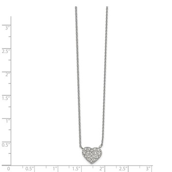 Chisel Stainless Steel Polished CZ Heart on a 17 inch Cable Chain with a 2.5 inch Extension Necklace — alternate view