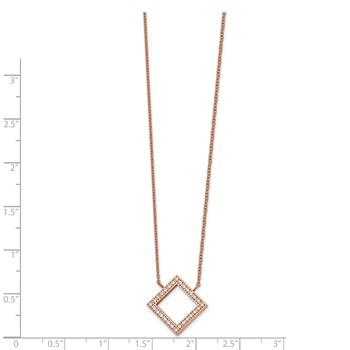 Chisel Stainless Steel Polished Rose IP-plated CZ Pendant on a 17 inch Cable Chain with a 2.5 inch Extension Necklace — alternate view