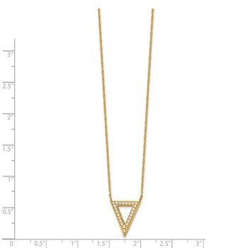 Chisel Stainless Steel Polished Yellow IP-plated CZ Triangle on a 17 inch Cable Chain with 2.5 inch Extension Necklace — alternate view