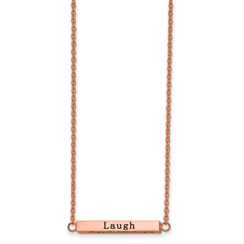 Chisel Stainless Steel Polished Rose IP-plated Enameled CZ ENJOY THE LITTLE THINGS Bar on a 16 inch Cable Chain with a 2 inch Extension Necklace — alternate view