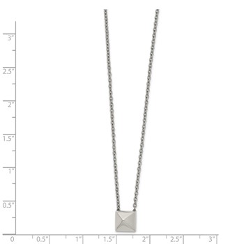 Stainless Steel Polished Pendant Square Stud 16in w/2 in ext  Necklace — alternate view