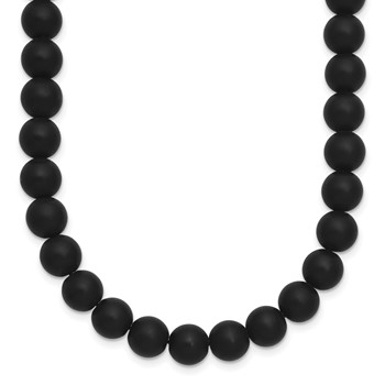 Chisel Stainless Steel Brushed with Black Agate and Antiqued Clasp 27 inch Necklace