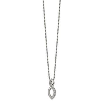 Chisel Stainless Steel Polished with Crystals Infinity Symbol on a 16 inch Box Chain Necklace