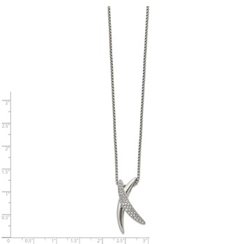 Stainless Steel Polished with Crystal X 16 inch Necklace — alternate view
