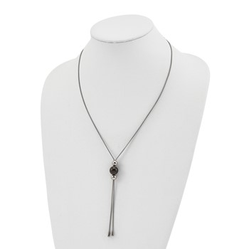 Chisel Stainless Steel Polished Black IP-plated Bead Tassel Adjustable to 26 inch Snake Chain Necklace — alternate view