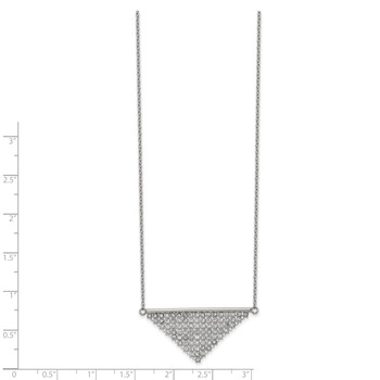Stainless Steel Polished Preciosa Crystal Triangle 16in w/2in ext Necklace — alternate view