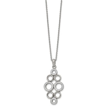 Chisel Stainless Steel Polished Preciosa Crystal Circles Pendant on a 16 inch Cable Chain with a 2 inch Extension Necklace