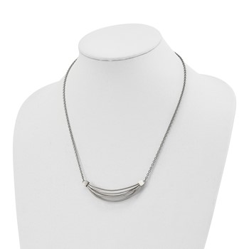 Chisel Stainless Steel Polished 3D Curved Bars on a 20 inch Cable Chain with a 2 inch Extension Necklace — alternate view