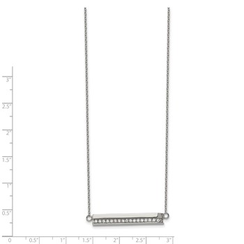 Chisel Stainless Steel Polished with CZ Bar on a 18 inch Cable Chain with a 1 inch Extension Necklace — alternate view