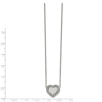 Chisel Stainless Steel Polished CZ Heart on a 19.25 inch Cable Chain with a 2 inch Extension Necklace — alternate view