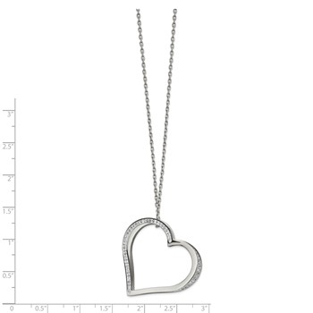 Chisel Stainless Steel Polished with Preciosa Crystal Heart Slide on an 18 inch Cable Chain Plus a 2 inch Extension Necklace — alternate view