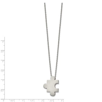Chisel Stainless Steel Brushed Puzzle Piece Pendant on a 16 inch Cable Chain with 2.75 inch Extension Necklace — alternate view