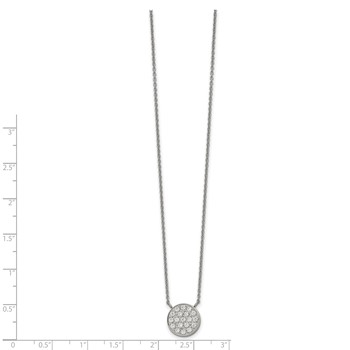Chisel Stainless Steel Polished CZ Circle on a 17 inch Cable Chain with a 2 inch Extension Necklace — alternate view