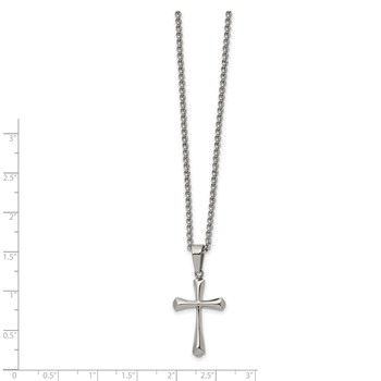 Chisel Stainless Steel Polished Cross Pendant on a 22 inch Rolo Chain Necklace — alternate view