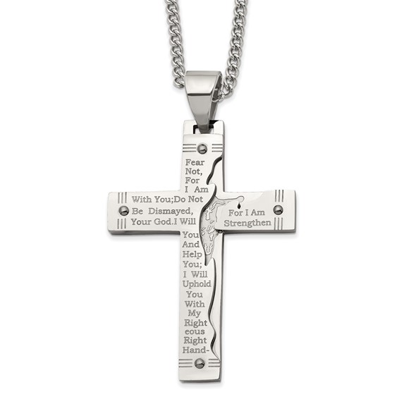 Stainless Steel Polished Etched Isaiah 41:10 Prayer Cross 24 Stainless Steel Polished Etched Isaiah 41:10 Prayer Cross 24