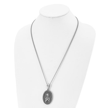 Chisel Stainless Steel Antiqued and Polished Our Lady of Guadalupe Pendant on a 24 inch Cable Chain Necklace — alternate view