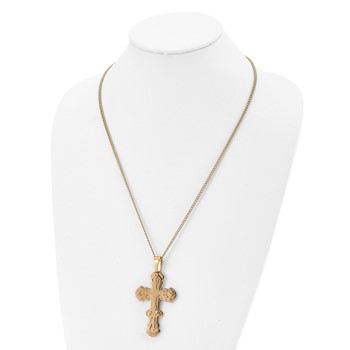Chisel Stainless Steel Polished Yellow IP-plated Cross Pendant on a 24 inch Curb 24 inch Curb Chain Necklace — alternate view