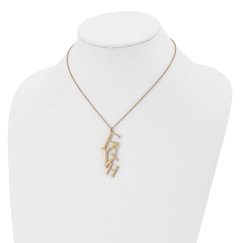 Chisel Stainless Steel Polished Yellow IP-plated FAITH Pendant on a 16 inch Cable Chain with 2 inch Extension Necklace — alternate view