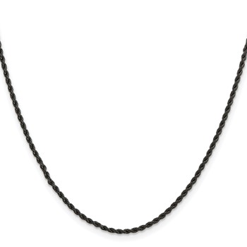 Chisel Stainless Steel Polished Black IP-plated 1.5mm 22 inch Rope Chain — alternate view