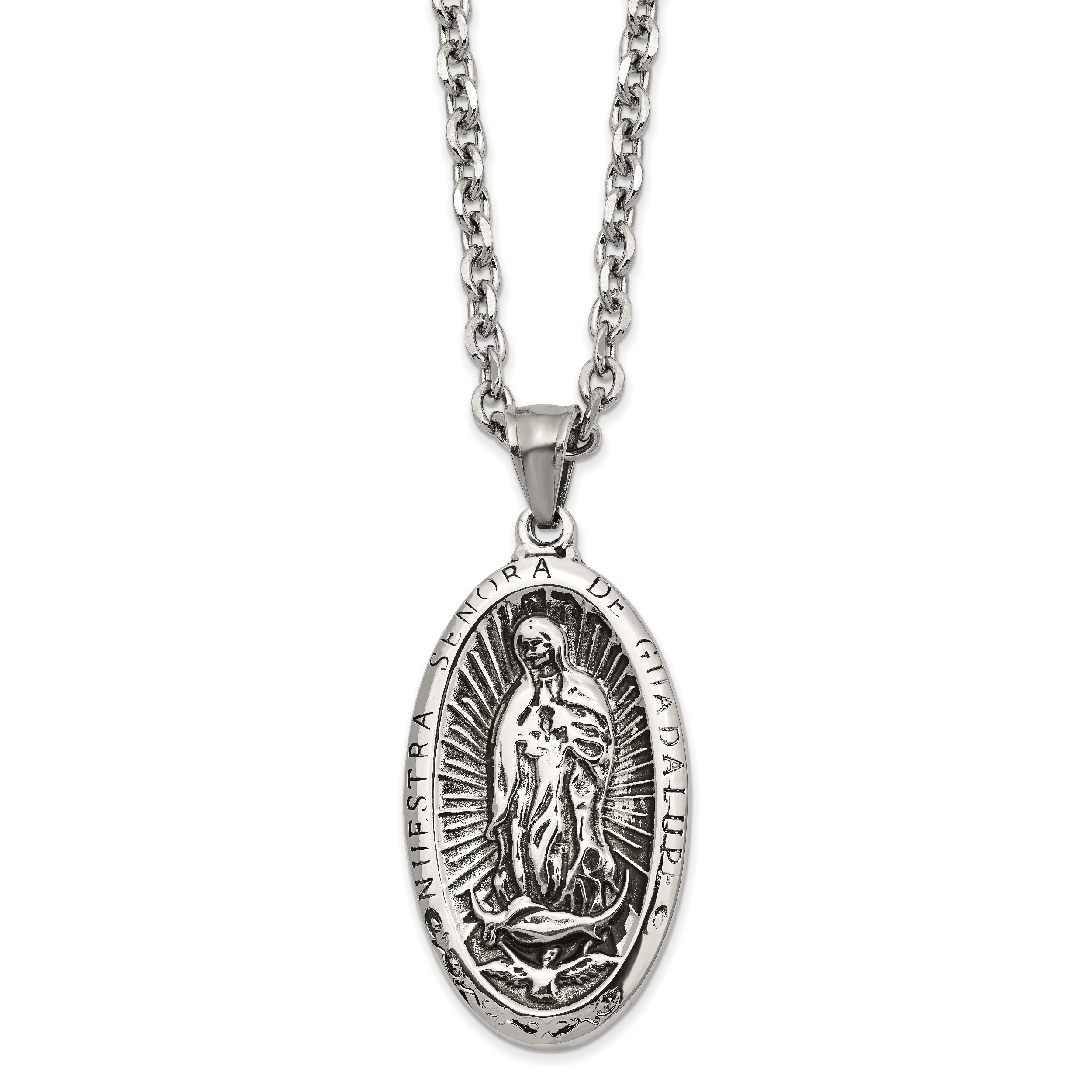 Virgen de Guadalupe Pendant .925 Sterling Silver with 18 inch Chain - |  Diamantados of Fla