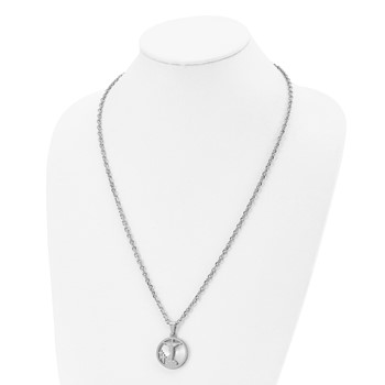 Chisel Stainless Steel Polished Laser Cut Crucifix Pendant on a 24 inch Cable Chain Necklace — alternate view