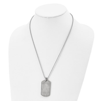 Chisel Stainless Steel Brushed and Polished Scratch Finish Dog Tag on a 22 inch Ball Chain Necklace — alternate view