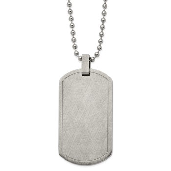 Chisel Stainless Steel Brushed and Polished Scratch Finish Dog Tag on a 22 inch Ball Chain Necklace