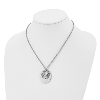 Chisel Stainless Steel Brushed and Polished Flower Cutout Pendant on an 18 inch Cable Chain Plus a 2 inch Extension Necklace — alternate view