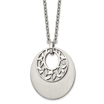 Chisel Stainless Steel Brushed and Polished Flower Cutout Pendant on an 18 inch Cable Chain Plus a 2 inch Extension Necklace