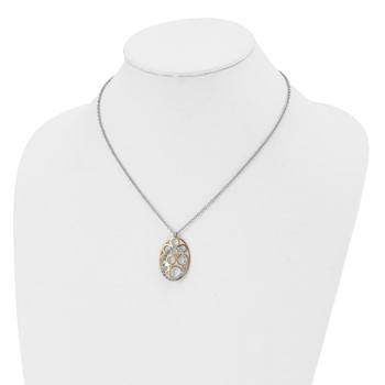 Chisel Stainless Steel Polished Yellow IP-plated Crystals 18 inch Necklace with 1.75 inch extension — alternate view