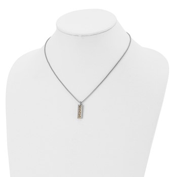 Chisel Stainless Steel Polished Yellow IP-plated Center Rectangle Pendant on a 16 inch Box Chain Necklace — alternate view