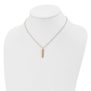 Chisel Stainless Steel Polished Yellow IP-plated Bar Dangle on a 16 inch Cable Chain Necklace — alternate view