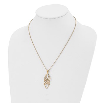 Chisel Stainless Steel Polished Yellow IP-plated Twisted Pendant on a 20 inch Cable Chain with a 2 inch Extension Necklace — alternate view