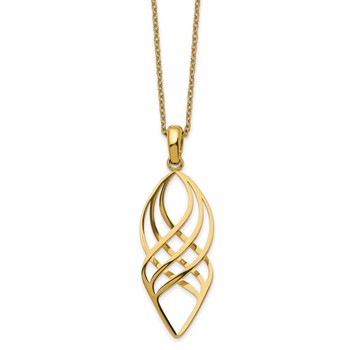 Chisel Stainless Steel Polished Yellow IP-plated Twisted Pendant on a 20 inch Cable Chain with a 2 inch Extension Necklace
