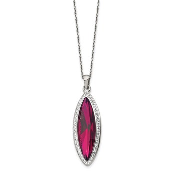 Chisel Stainless Steel Polished Red Crystal and Preciosa Crystal Pendant on a 20 inch Cable Chain with a 2 inch Extension Necklace — alternate view