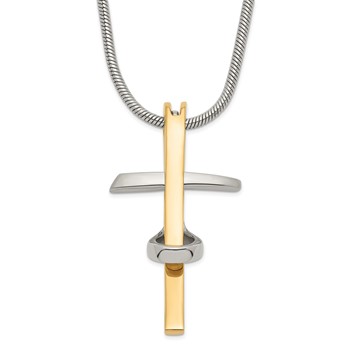 Stainless Steel Gold IP-plated Cross Necklace