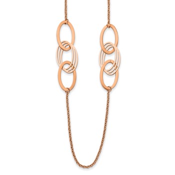 Chisel Stainless Steel Polished Rose IP-plated 31.5 inch Necklace