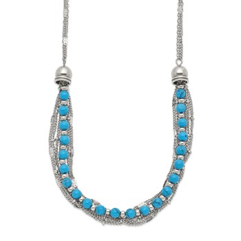 Chisel Stainless Steel Polished Reconstructed Turquoise Multi-Strand 20.75 inch with 2 inch Extension Necklace — alternate view