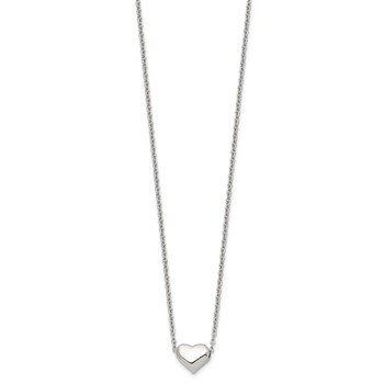 Chisel Stainless Steel Polished Heart on a 16.5 inch Cable Chain with a 2.5 inch Extension Necklace — alternate view