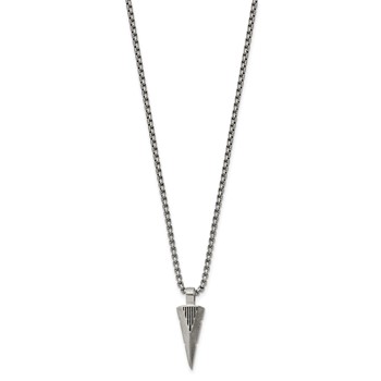 Chisel Stainless Steel Brushed Arrow Head Pendant on a 22 inch Box Chain Necklace — alternate view