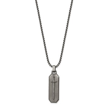 Chisel Stainless Steel Brushed Sword Pendant on a 24 inch Box Chain Necklace — alternate view