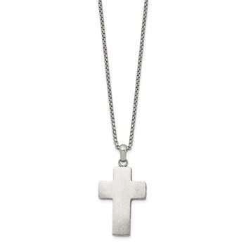 Chisel Stainless Steel Brushed Black Oxidized Design Edges Cross Pendant on a 19.75 inch Box Chain Necklace — alternate view