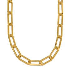Image of Chisel Stainless Steel Polished Yellow IP-plated Enlongated Open Link Paperclip 24 inch Chain Necklace