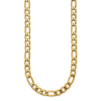 Chisel Stainless Steel Polished Yellow IP-plated 7.50mm 23.5 inch Figaro Necklace — alternate view