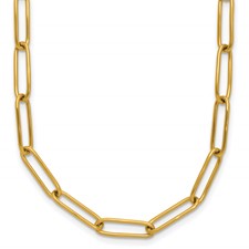 Image of Chisel Stainless Steel Polished Yellow IP-plated Elongated Open Link Paperclip 15 inch Necklace with 2 inch Extension