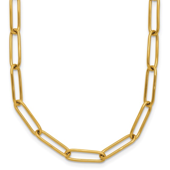 Stainless Steel Polished Yellow IP Paperclip 15in w/2in ext. Necklace Stainless Steel Polished Yellow IP Paperclip 15in w/2in ext. Necklace